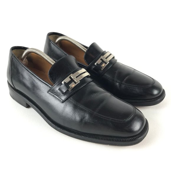 Peter Huber Mens Black Leather Loafers 9.5 M main image 5